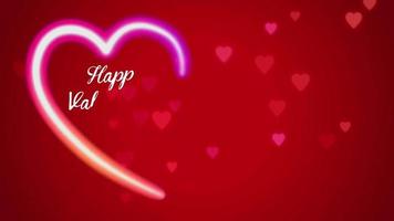 animazione bianca testo contento san valentino giorno galleggiante nel rosso cuore forma con rosso sfondo. video