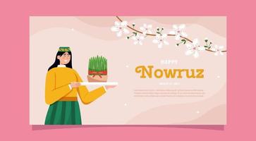 Happy Nowruz horizontal banner vector