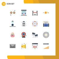 Modern Set of 16 Flat Colors Pictograph of check mass weapon party bacteria solar system Editable Pack of Creative Vector Design Elements