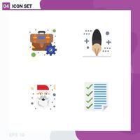 Set of 4 Modern UI Icons Symbols Signs for briefcase christmas optimization design santa Editable Vector Design Elements