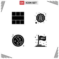 Set of 4 Vector Solid Glyphs on Grid for frame anti layout wreath antibacterial Editable Vector Design Elements