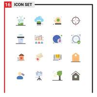 Modern Set of 16 Flat Colors and symbols such as bin symbolism cloud sign sauna Editable Pack of Creative Vector Design Elements