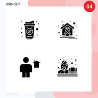 Mobile Interface Solid Glyph Set of 4 Pictograms of coffee avatar drink day home Editable Vector Design Elements