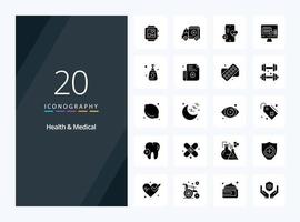 20 Health And Medical Solid Glyph icon for presentation vector