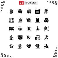 Universal Icon Symbols Group of 25 Modern Solid Glyphs of note calendar st business print Editable Vector Design Elements