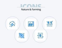 Nature And Farming Blue Icon Pack 5 Icon Design. grains. farming. cloud. agriculture. plant vector