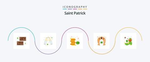 paquete de iconos de 5 pisos de san patricio que incluye herradura. festival. vino. día. dinero vector