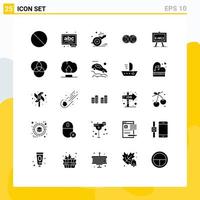 Group of 25 Modern Solid Glyphs Set for chemistry duplicate coach dual coin Editable Vector Design Elements