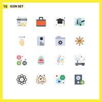 Group of 16 Modern Flat Colors Set for up hand education place location Editable Pack of Creative Vector Design Elements