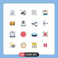 16 Universal Flat Color Signs Symbols of case briefcase speaker teacher learn Editable Pack of Creative Vector Design Elements