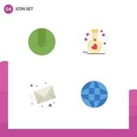 User Interface Pack of 4 Basic Flat Icons of ball message flask wedding world Editable Vector Design Elements