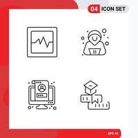 Line Pack of 4 Universal Symbols of analytics profile hacker lcd knowledge Editable Vector Design Elements