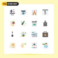 16 Universal Flat Color Signs Symbols of human mind security edit knife evidence Editable Pack of Creative Vector Design Elements