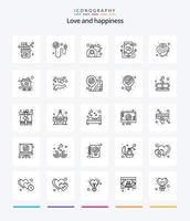 Creative Love 25 OutLine icon pack  Such As strawberry. food. love. music. love vector