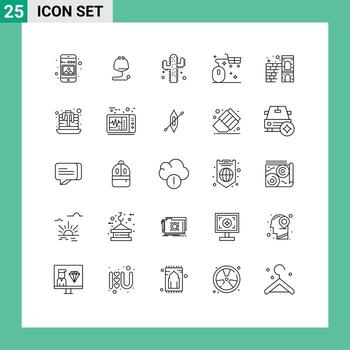 25 líneas universales configuradas para aplicaciones web y móviles hogar en línea estetoscopio cesta de ratón elementos de diseño vectorial editables vector