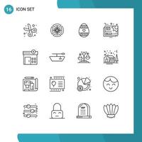 Pack of 16 creative Outlines of medical setting easter egg gear document Editable Vector Design Elements