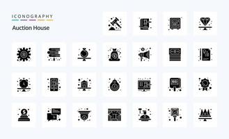 25 Auction Solid Glyph icon pack vector