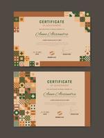 Flat mosaic certificate template collection vector