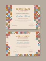 colección de plantillas de certificado de mosaico plano vector