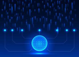 Technology data collection and export with a circle centered on the processor Increase success in business faster and easier. dark blue background vector