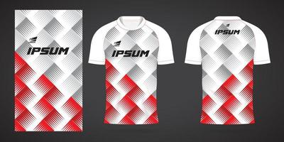 red white sports jersey template for team uniforms and Soccer t shirt design vector