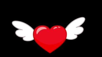 Animation red heart shape floating on black background. video