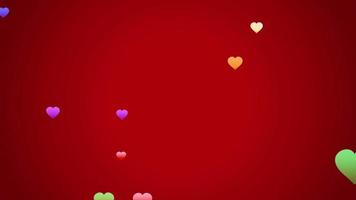 Animation orange hearts shape floating on red background for Valentine's day template. video