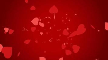 Animation red hearts shape floating on red background for Valentine's day template. video