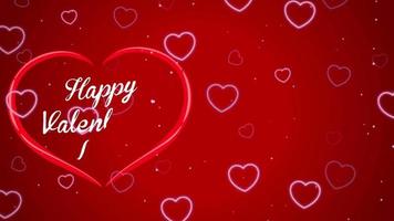 Animation white text Happy Valentines day floating in red heart shape with red background. video