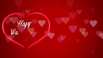animación texto blanco feliz día de san valentín flotando en forma de corazón rojo con fondo rojo. video