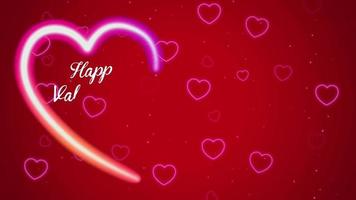 animation texte blanc happy valentines day flottant en forme de coeur rouge avec fond rouge. video