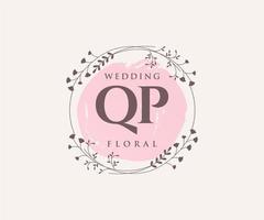 QP Initials letter Wedding monogram logos template, hand drawn modern minimalistic and floral templates for Invitation cards, Save the Date, elegant identity. vector
