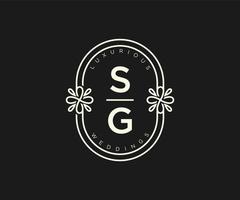 SG Initials letter Wedding monogram logos template, hand drawn modern minimalistic and floral templates for Invitation cards, Save the Date, elegant identity. vector