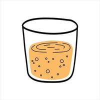 zumo de naranja. vaso de bebida fresca. saciar la sed y coctel de verano. dibujos animados de contorno de moda vector