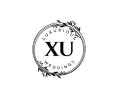 XU Initials letter Wedding monogram logos template, hand drawn modern minimalistic and floral templates for Invitation cards, Save the Date, elegant identity. vector