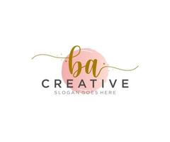 initial BA Feminine logo beauty monogram and elegant logo design, handwriting logo of initial signature, wedding, fashion, floral and botanical with creative template. vector