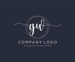 Initial GW feminine logo. Usable for Nature, Salon, Spa, Cosmetic and Beauty Logos. Flat Vector Logo Design Template Element.