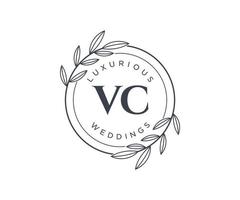 VC Initials letter Wedding monogram logos template, hand drawn modern minimalistic and floral templates for Invitation cards, Save the Date, elegant identity. vector