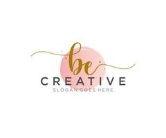 initial BE Feminine logo beauty monogram and elegant logo design, handwriting logo of initial signature, wedding, fashion, floral and botanical with creative template. vector