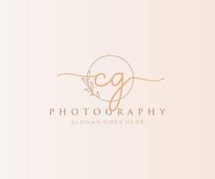 Initial CG feminine logo. Usable for Nature, Salon, Spa, Cosmetic and Beauty Logos. Flat Vector Logo Design Template Element.