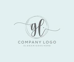 Initial GL feminine logo. Usable for Nature, Salon, Spa, Cosmetic and Beauty Logos. Flat Vector Logo Design Template Element.