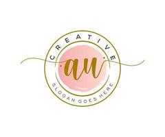 initial AU Feminine logo beauty monogram and elegant logo design, handwriting logo of initial signature, wedding, fashion, floral and botanical with creative template. vector