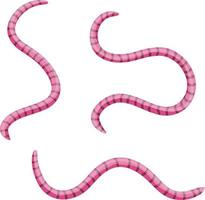 Earthworm. Pink worm and Underground insect. Fishing bait. Flat cartoon illustration vector