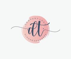 Initial DT feminine logo. Usable for Nature, Salon, Spa, Cosmetic and Beauty Logos. Flat Vector Logo Design Template Element.