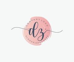 Initial DZ feminine logo. Usable for Nature, Salon, Spa, Cosmetic and Beauty Logos. Flat Vector Logo Design Template Element.