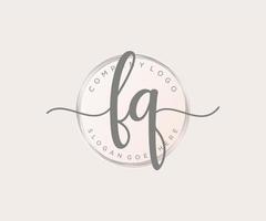 Initial FQ feminine logo. Usable for Nature, Salon, Spa, Cosmetic and Beauty Logos. Flat Vector Logo Design Template Element.