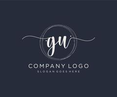 Initial GU feminine logo. Usable for Nature, Salon, Spa, Cosmetic and Beauty Logos. Flat Vector Logo Design Template Element.