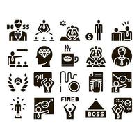 Boss Leader Company Glyph Set Vector