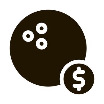 bola de bolos moneda icono vector glifo ilustración