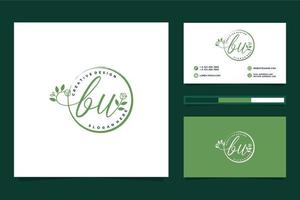 colecciones iniciales de logotipo femenino bu y vector premium de plantilla de tarjeta de visita